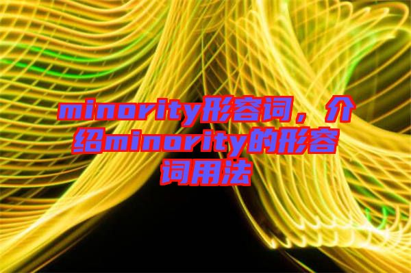 minority形容詞，介紹minority的形容詞用法