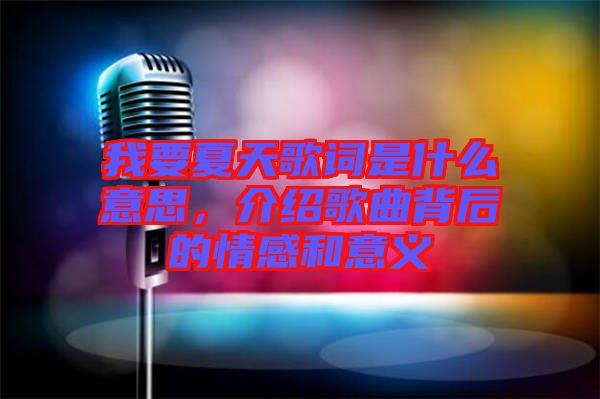 我要夏天歌詞是什么意思，介紹歌曲背后的情感和意義
