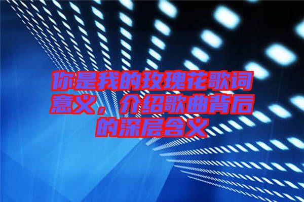 你是我的玫瑰花歌詞意義，介紹歌曲背后的深層含義