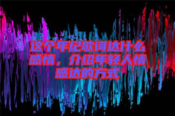 這個年紀歌詞達什么感情，介紹年輕人情感達的方式