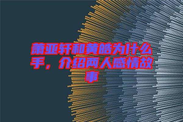 蕭亞軒和黃皓為什么手，介紹兩人感情故事