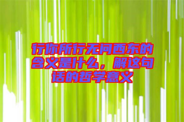行你所行無問西東的含義是什么，解這句話的哲學意義