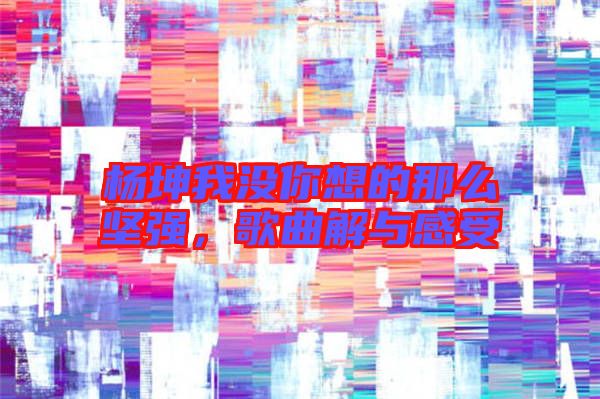 楊坤我沒你想的那么堅(jiān)強(qiáng)，歌曲解與感受