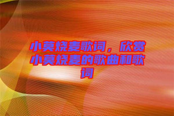 小莫燒麥歌詞，欣賞小莫燒麥的歌曲和歌詞