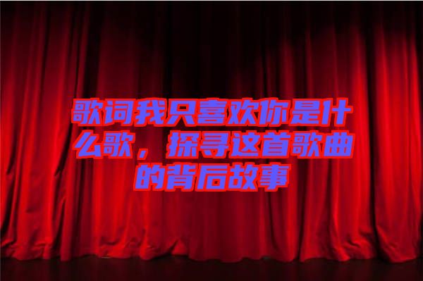 歌詞我只喜歡你是什么歌，探尋這首歌曲的背后故事