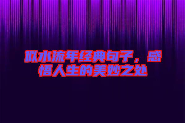 似水流年經(jīng)典句子，感悟人生的美妙之處