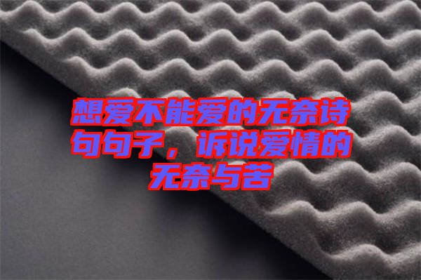 想愛不能愛的無奈詩句句子，訴說愛情的無奈與苦