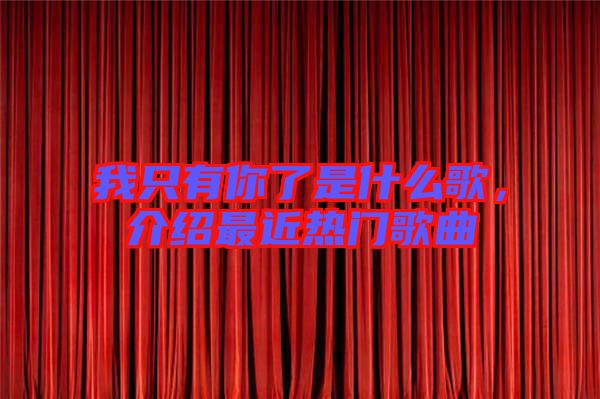 我只有你了是什么歌，介紹最近熱門歌曲