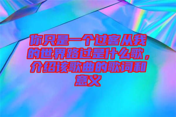 你只是一個(gè)過客從我的世界路過是什么歌，介紹該歌曲的歌詞和意義