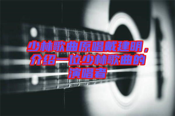 少林歌曲原唱戴建明，介紹一位少林歌曲的演唱者