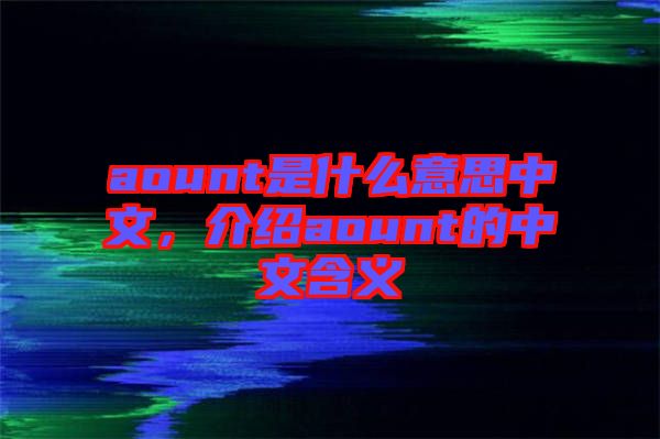aount是什么意思中文，介紹aount的中文含義