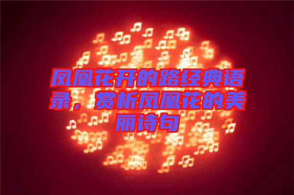 鳳凰花開(kāi)的路經(jīng)典語(yǔ)錄，賞析鳳凰花的美麗詩(shī)句