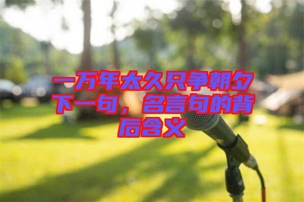 一萬年太久只爭朝夕下一句，名言句的背后含義