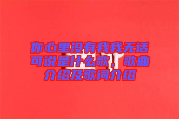 你心里沒有我我無(wú)話可說(shuō)是什么歌，歌曲介紹及歌詞介紹