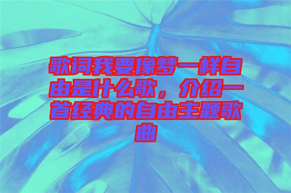 歌詞我要像夢一樣自由是什么歌，介紹一首經(jīng)典的自由主題歌曲