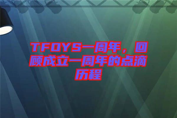 TFOYS一周年，回顧成立一周年的點滴歷程