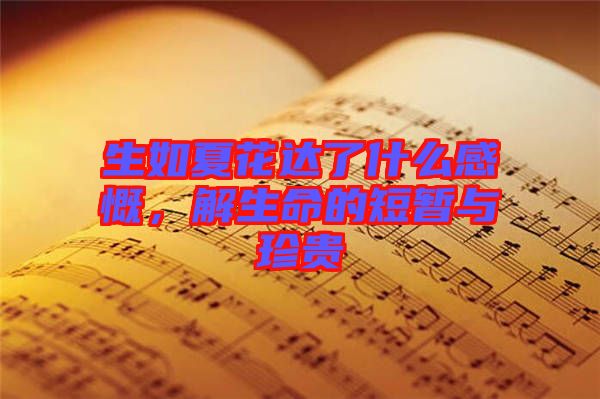 生如夏花達(dá)了什么感慨，解生命的短暫與珍貴
