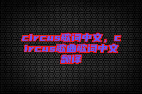 circus歌詞中文，circus歌曲歌詞中文翻譯