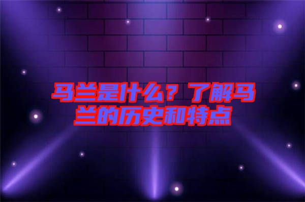 馬蘭是什么？了解馬蘭的歷史和特點