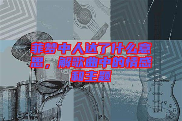 菲夢(mèng)中人達(dá)了什么意思，解歌曲中的情感和主題
