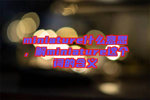 miniature什么意思，解miniature這個詞的含義