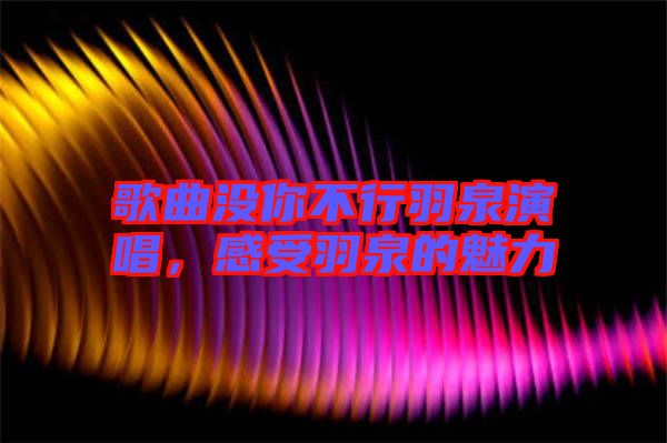 歌曲沒(méi)你不行羽泉演唱，感受羽泉的魅力