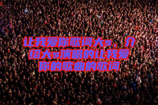 讓我愛(ài)你歌詞大s，介紹大s演唱的讓我愛(ài)你的歌曲的歌詞
