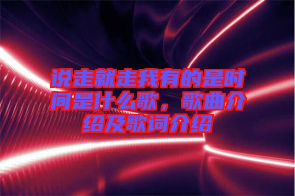 說走就走我有的是時(shí)間是什么歌，歌曲介紹及歌詞介紹