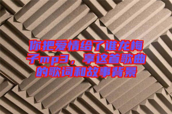 你把愛情給了誰龍梅子mp3，享這首歌曲的歌詞和故事背景
