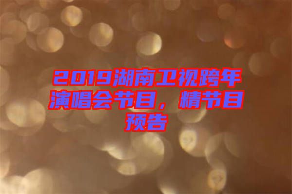 2019湖南衛(wèi)視跨年演唱會(huì)節(jié)目，精節(jié)目預(yù)告