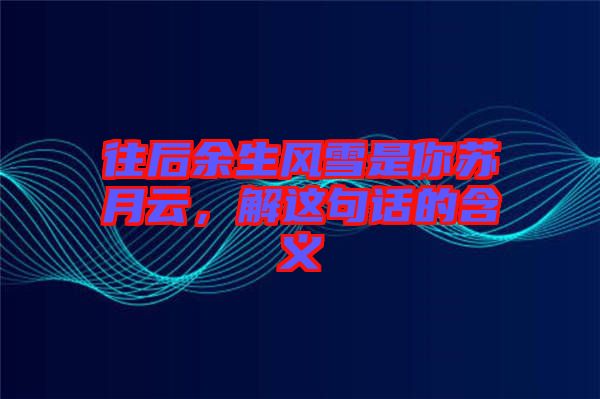 往后余生風(fēng)雪是你蘇月云，解這句話的含義