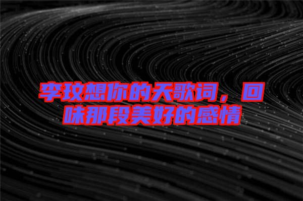 李玟想你的天歌詞，回味那段美好的感情