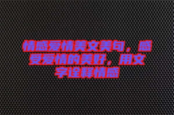 情感愛情美文美句，感受愛情的美好，用文字詮釋情感