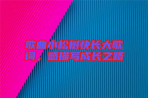 歌曲小松樹快長大歌詞，感描寫成長之路