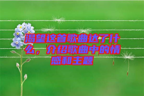 渴望這首歌曲達(dá)了什么，介紹歌曲中的情感和主題