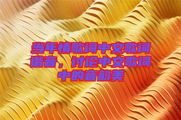 當(dāng)年情歌詞中文歌詞諧音，討論中文歌詞中的音韻美