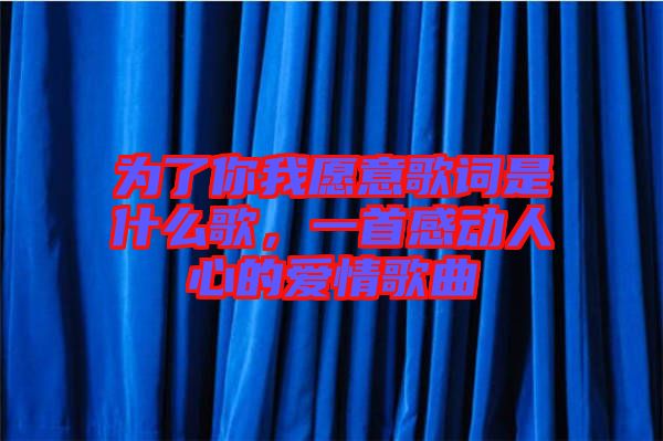 為了你我愿意歌詞是什么歌，一首感動(dòng)人心的愛情歌曲