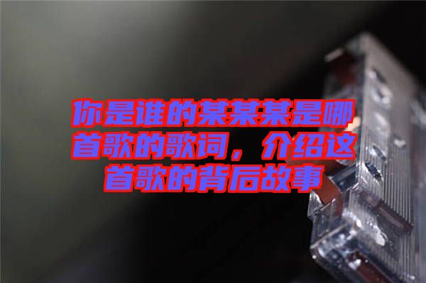 你是誰的某某某是哪首歌的歌詞，介紹這首歌的背后故事