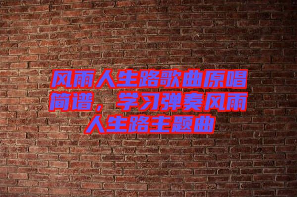 風(fēng)雨人生路歌曲原唱簡譜，學(xué)習(xí)彈奏風(fēng)雨人生路主題曲