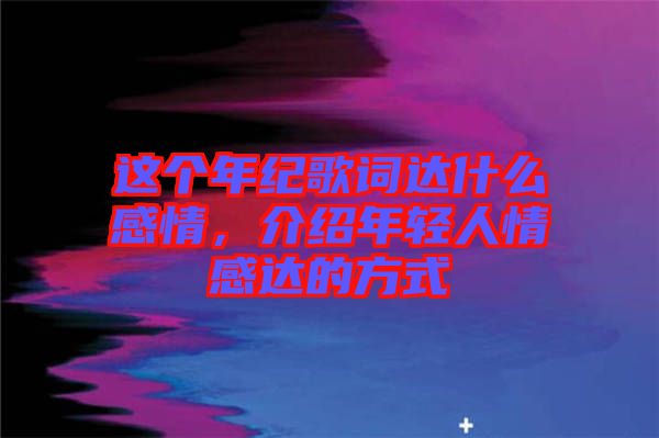 這個(gè)年紀(jì)歌詞達(dá)什么感情，介紹年輕人情感達(dá)的方式