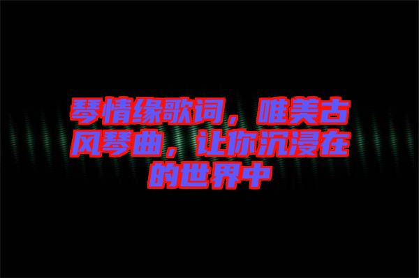 琴情緣歌詞，唯美古風(fēng)琴曲，讓你沉浸在的世界中