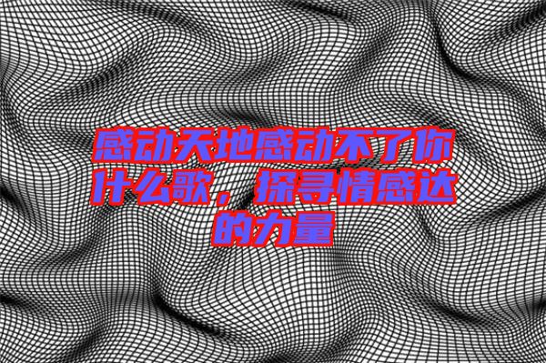 感動(dòng)天地感動(dòng)不了你什么歌，探尋情感達(dá)的力量