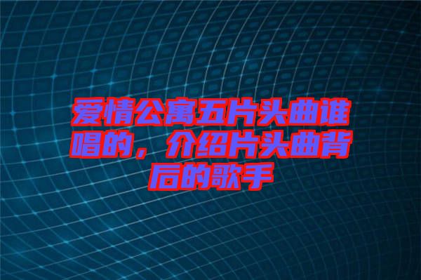 愛(ài)情公寓五片頭曲誰(shuí)唱的，介紹片頭曲背后的歌手