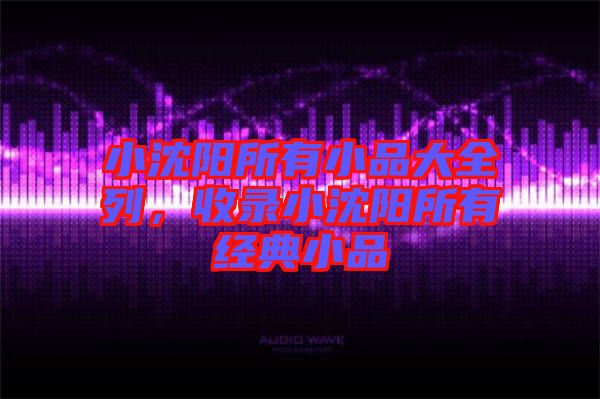 小沈陽所有小品大全列，收錄小沈陽所有經(jīng)典小品