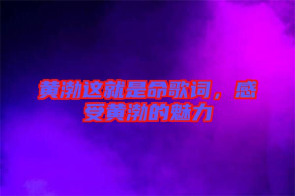 黃渤這就是命歌詞，感受黃渤的魅力
