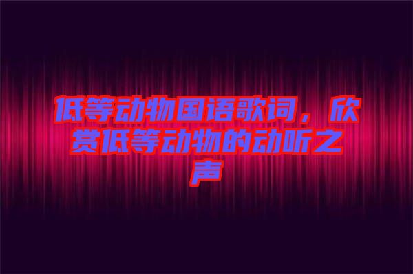 低等動(dòng)物國語歌詞，欣賞低等動(dòng)物的動(dòng)聽之聲