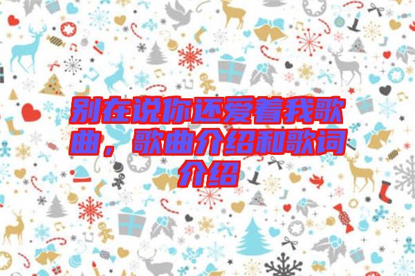 別在說你還愛著我歌曲，歌曲介紹和歌詞介紹