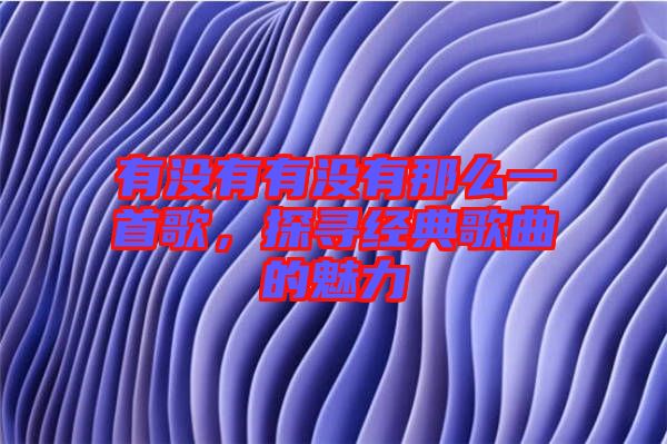 有沒有有沒有那么一首歌，探尋經典歌曲的魅力