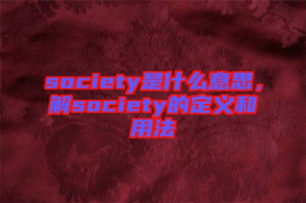 society是什么意思，解society的定義和用法
