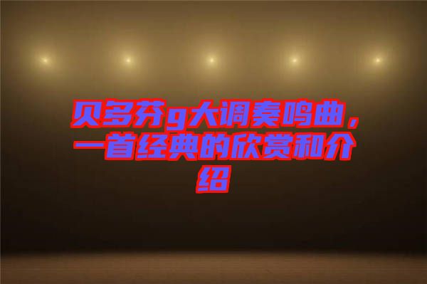 貝多芬g大調奏鳴曲，一首經(jīng)典的欣賞和介紹